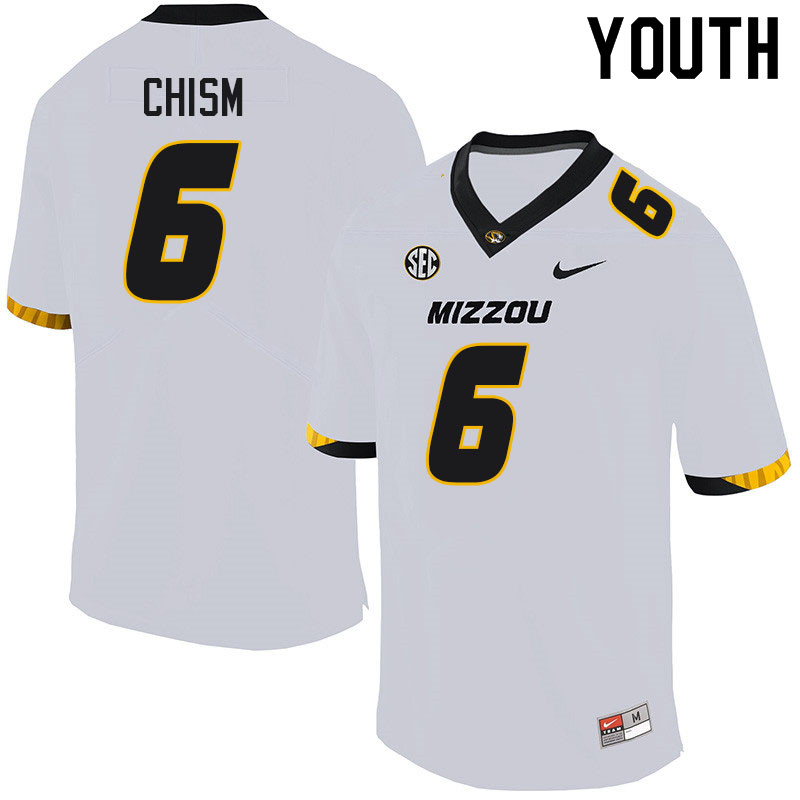 Youth #6 Keke Chism Missouri Tigers College Football Jerseys Sale-White